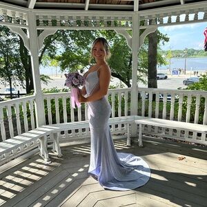 Sequin Lavender Prom Gown with Train